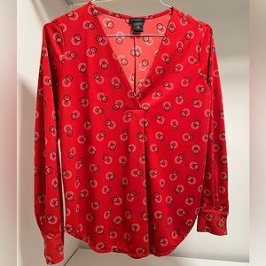 Ann Taylor Factory Blouse - Red with Circles - XS